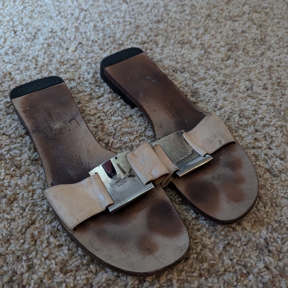 Gucci Beige and Brown Sandals